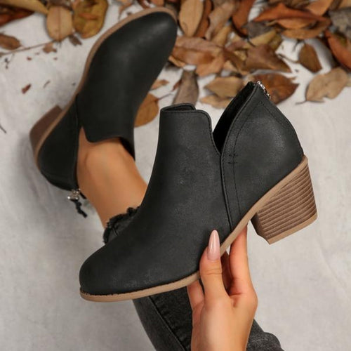 Ankelboots med Fyrkantig Klack