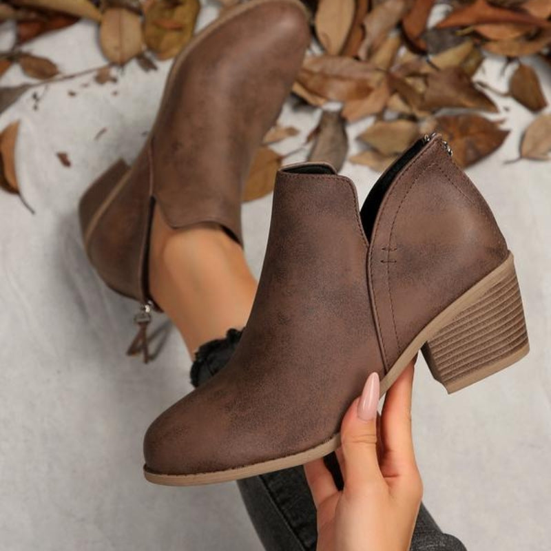 Ankelboots med Fyrkantig Klack