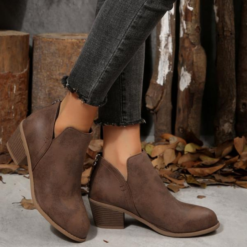 Ankelboots med Fyrkantig Klack