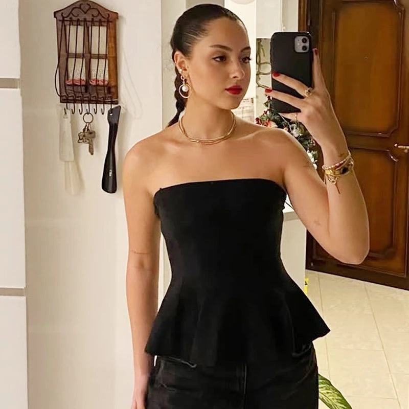 Axelbandslös Topp med Peplum