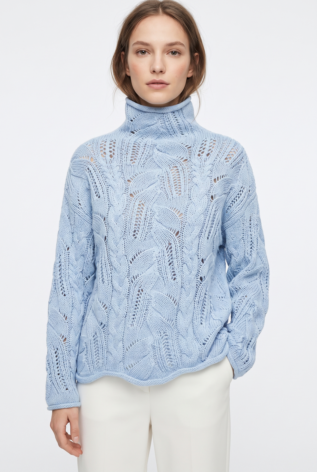 Foster Cashmere Sweater vågig blå