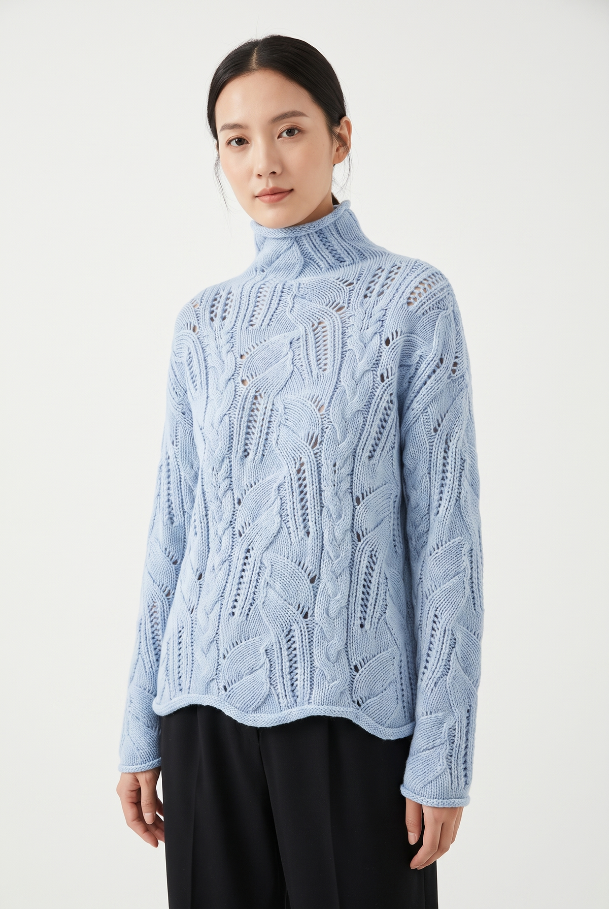 Foster Cashmere Sweater vågig blå