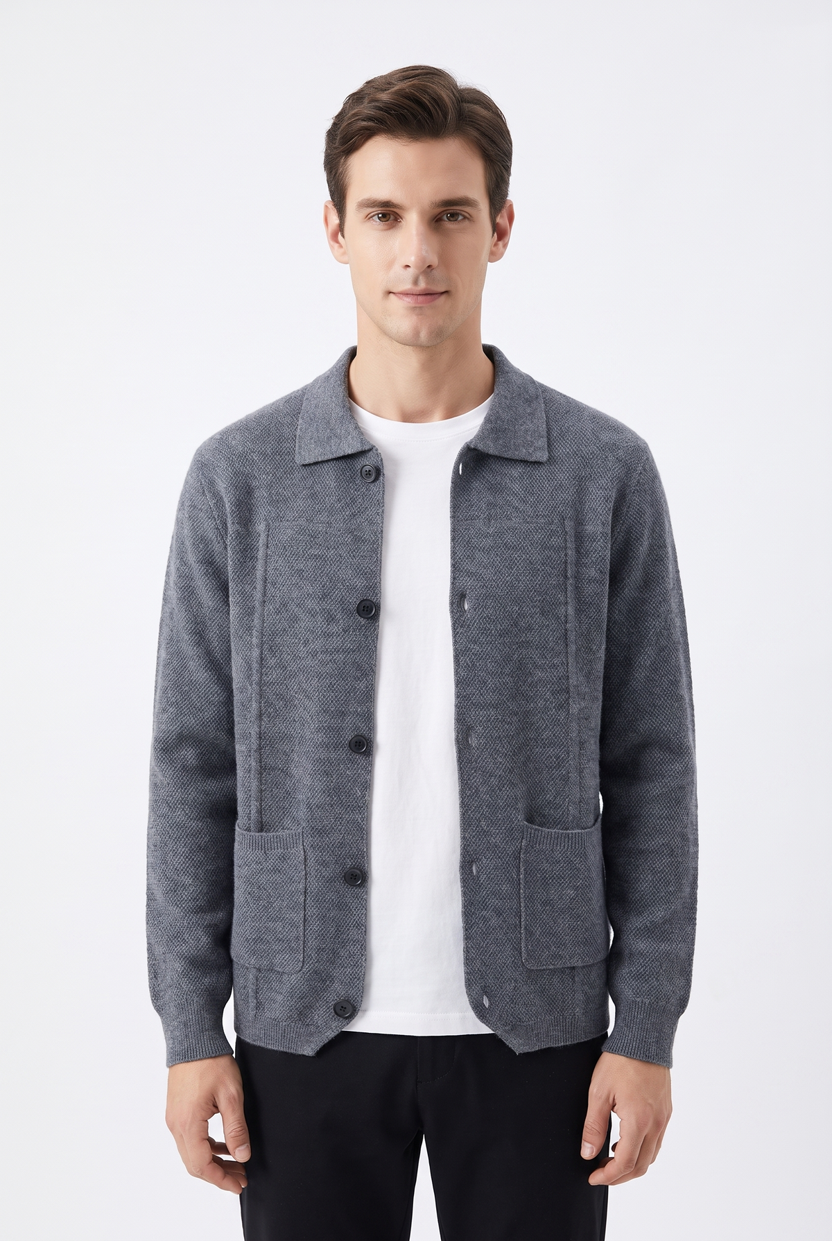Pemberton Merino Button Overshirt grå