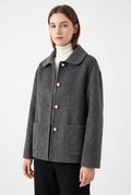 Double-sided wool coat - charcoal silver/svart