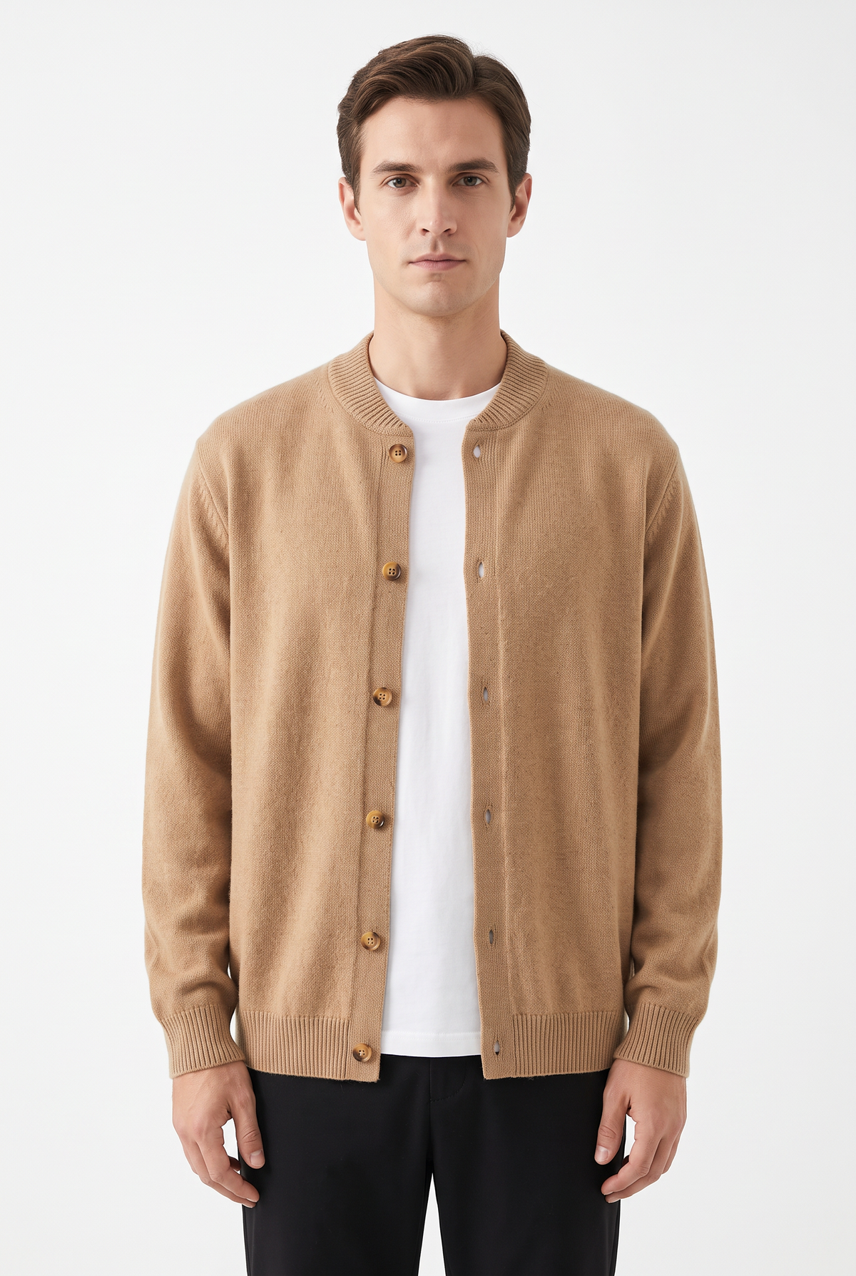 100% pure wool cardigan - Kamel