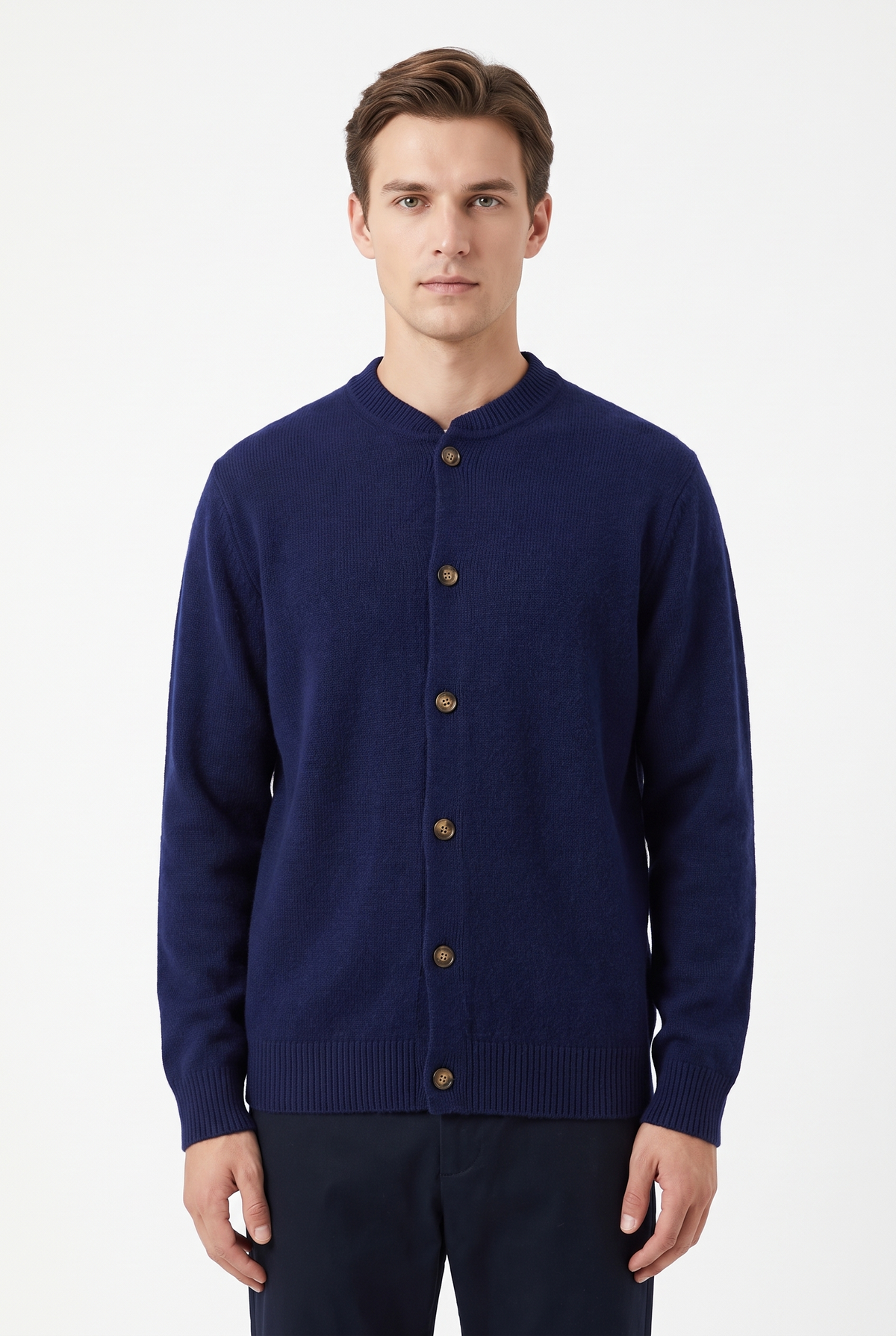 100% pure wool cardigan - Marinblå