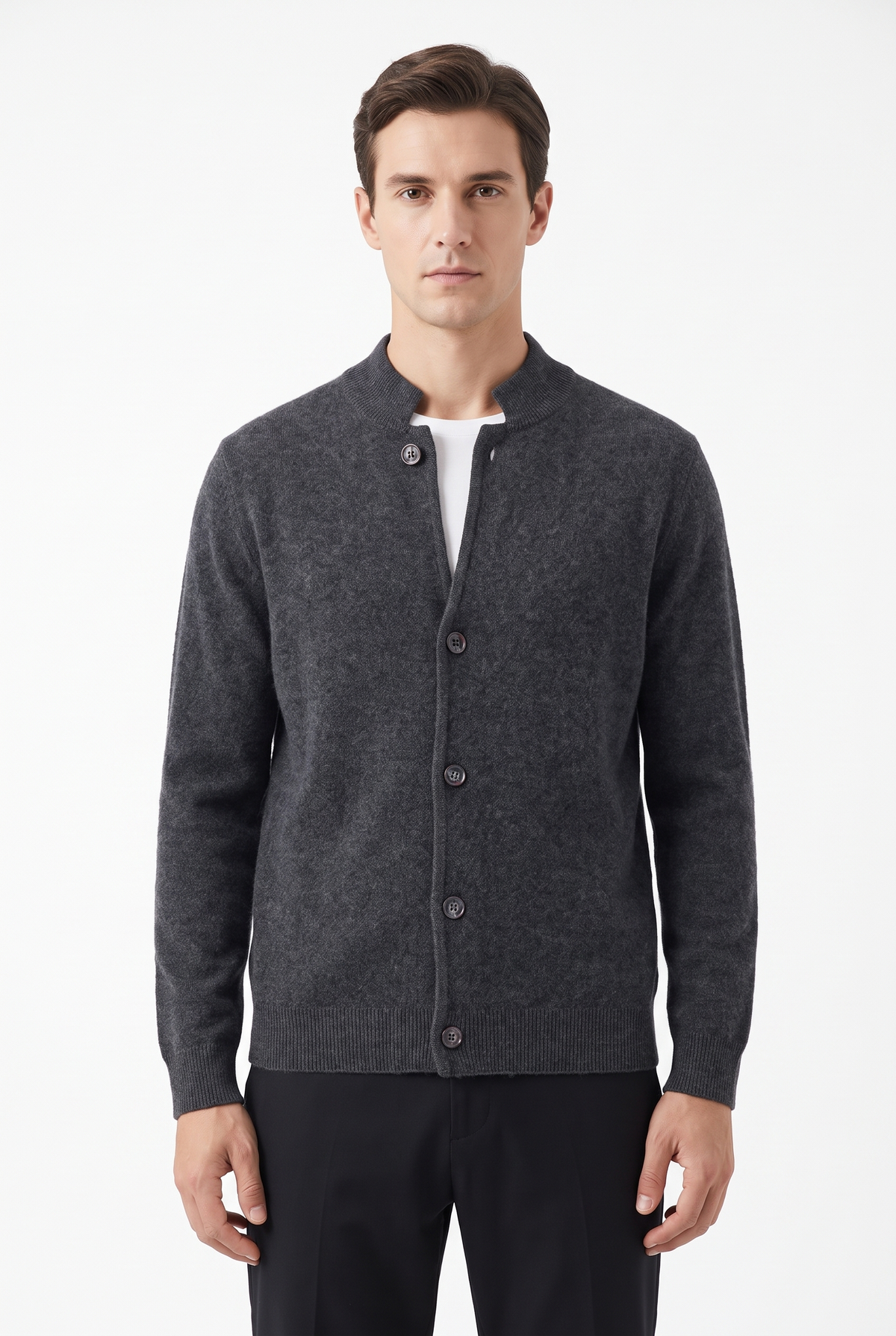 100% Cashmere Cardigan - shenhui (Mörkgrå)