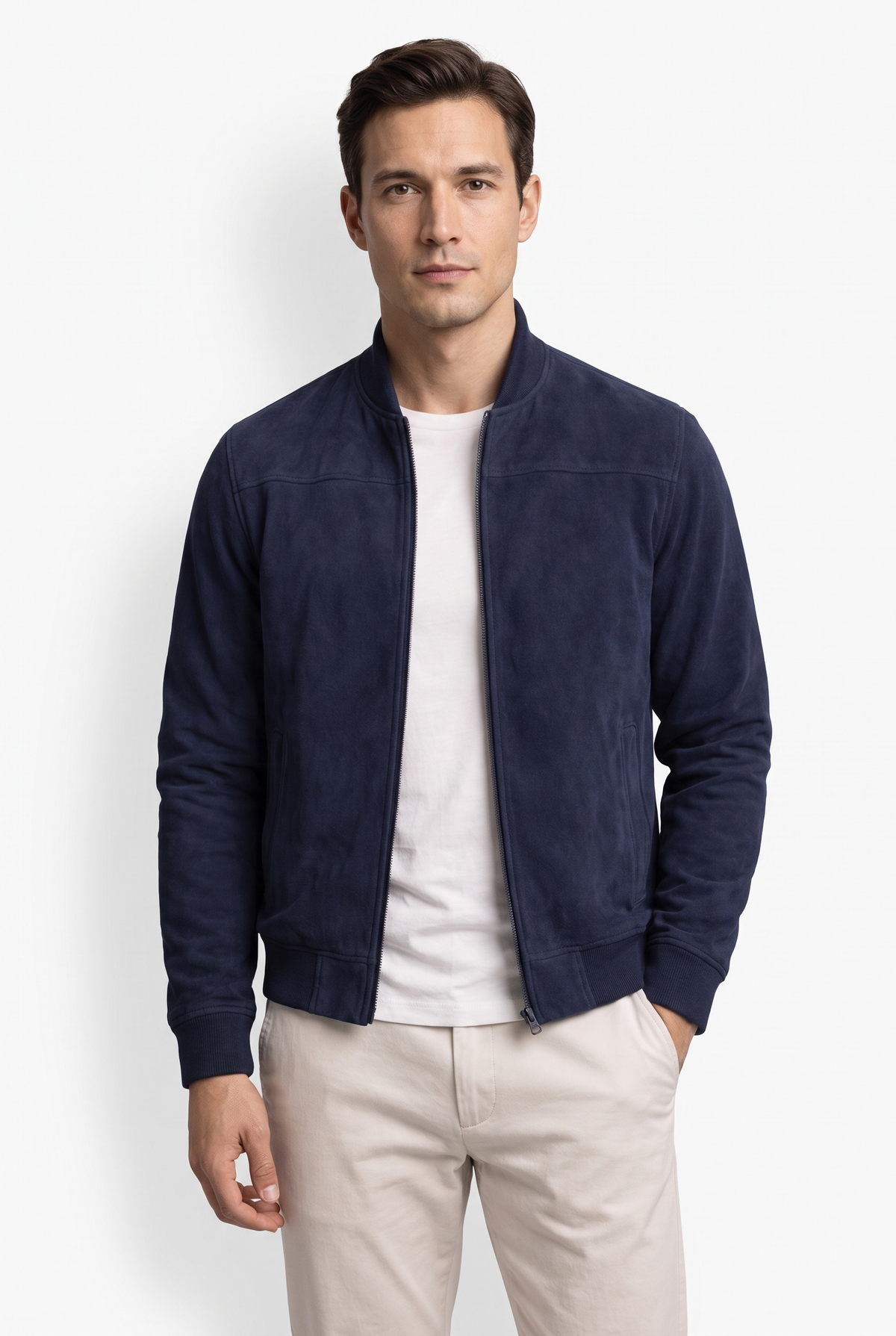 Lawson Suede Zip Jacket - Marinblå