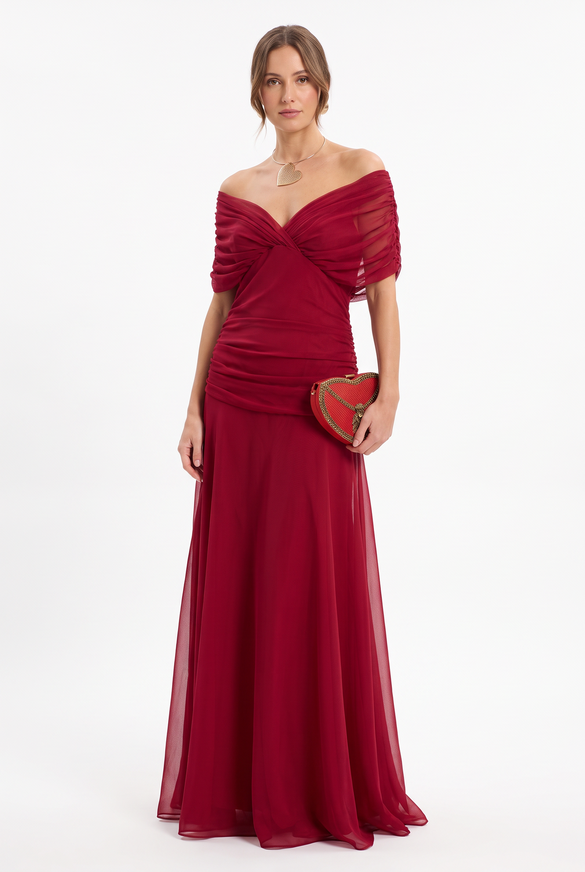 Fenwick Draped Evening Dress - Passionsröd