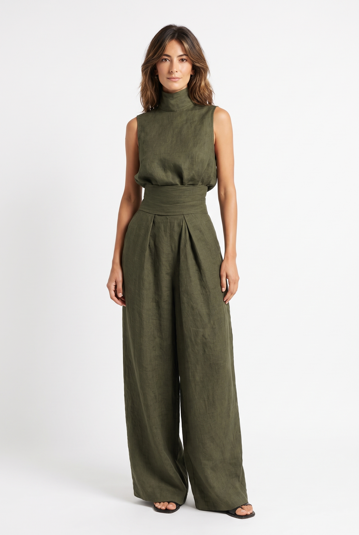 Ashton Linen Two Piece Set - Grön
