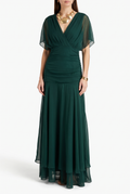 Fenwick Draped Evening Dress - Flaskgrön