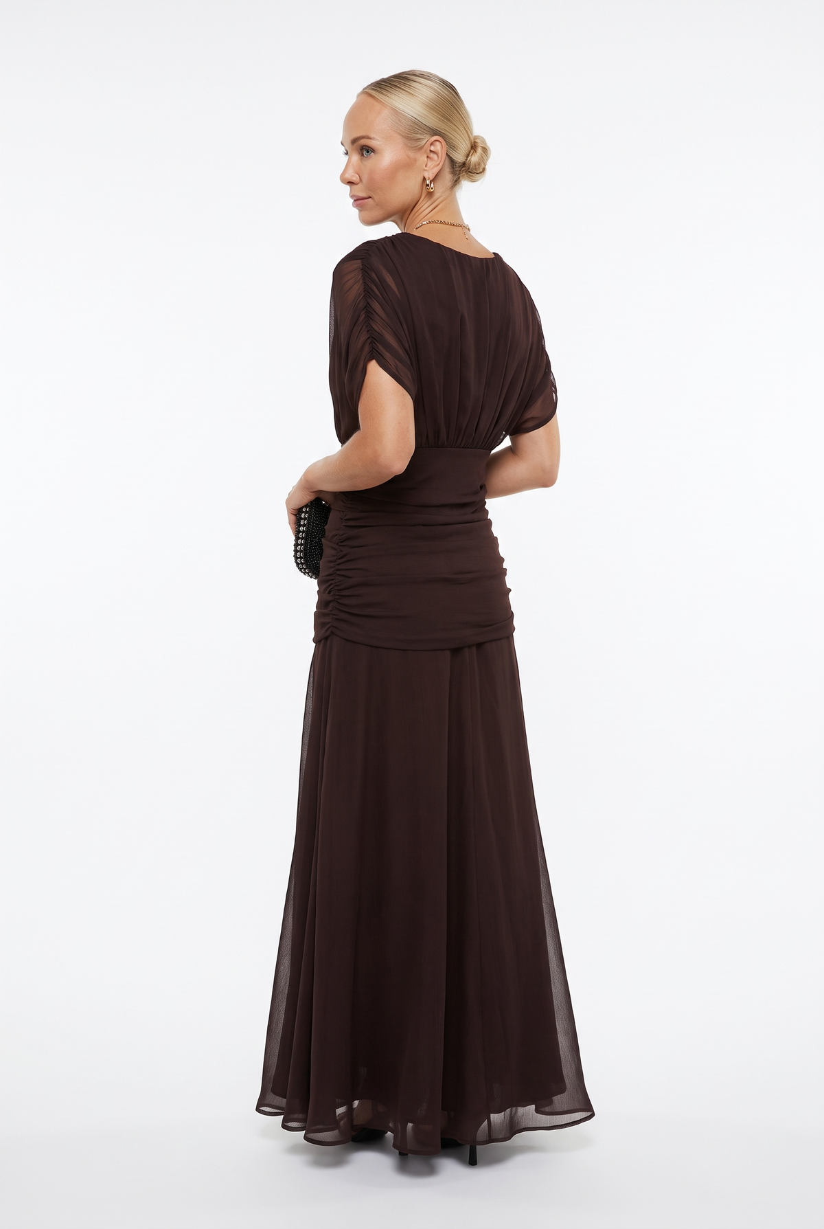 Fenwick Draped Evening Dress - Nattbrun