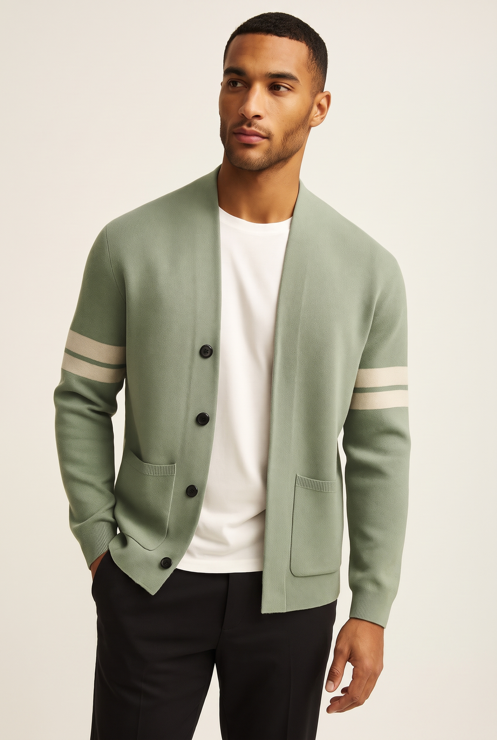 Finn Fine-Knit Cardigan - Ljusgrön
