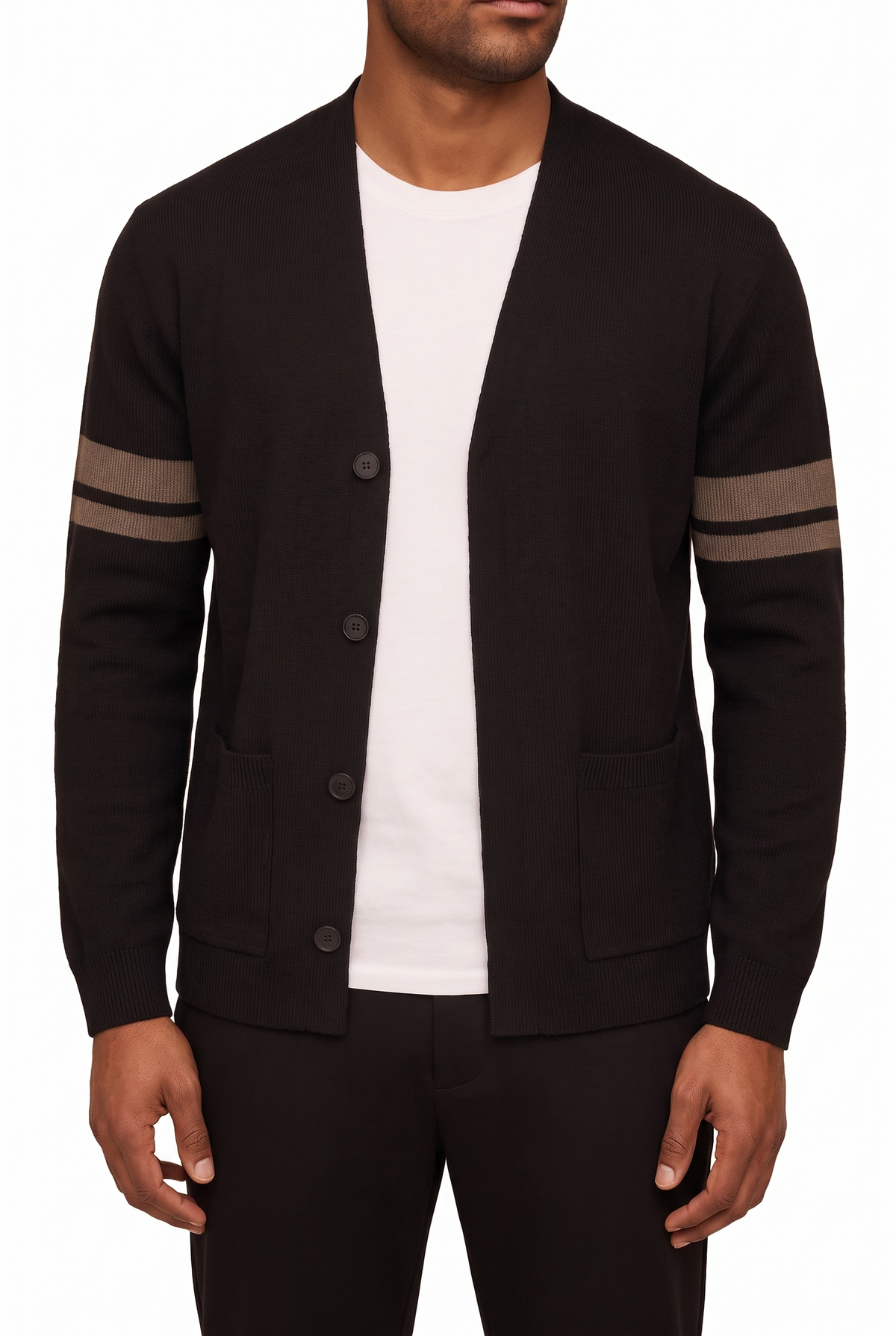 Finn Fine-Knit Cardigan - Svart