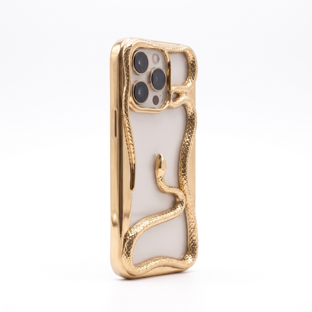 iPhone-skal i TPU med Ormmönster - Guld