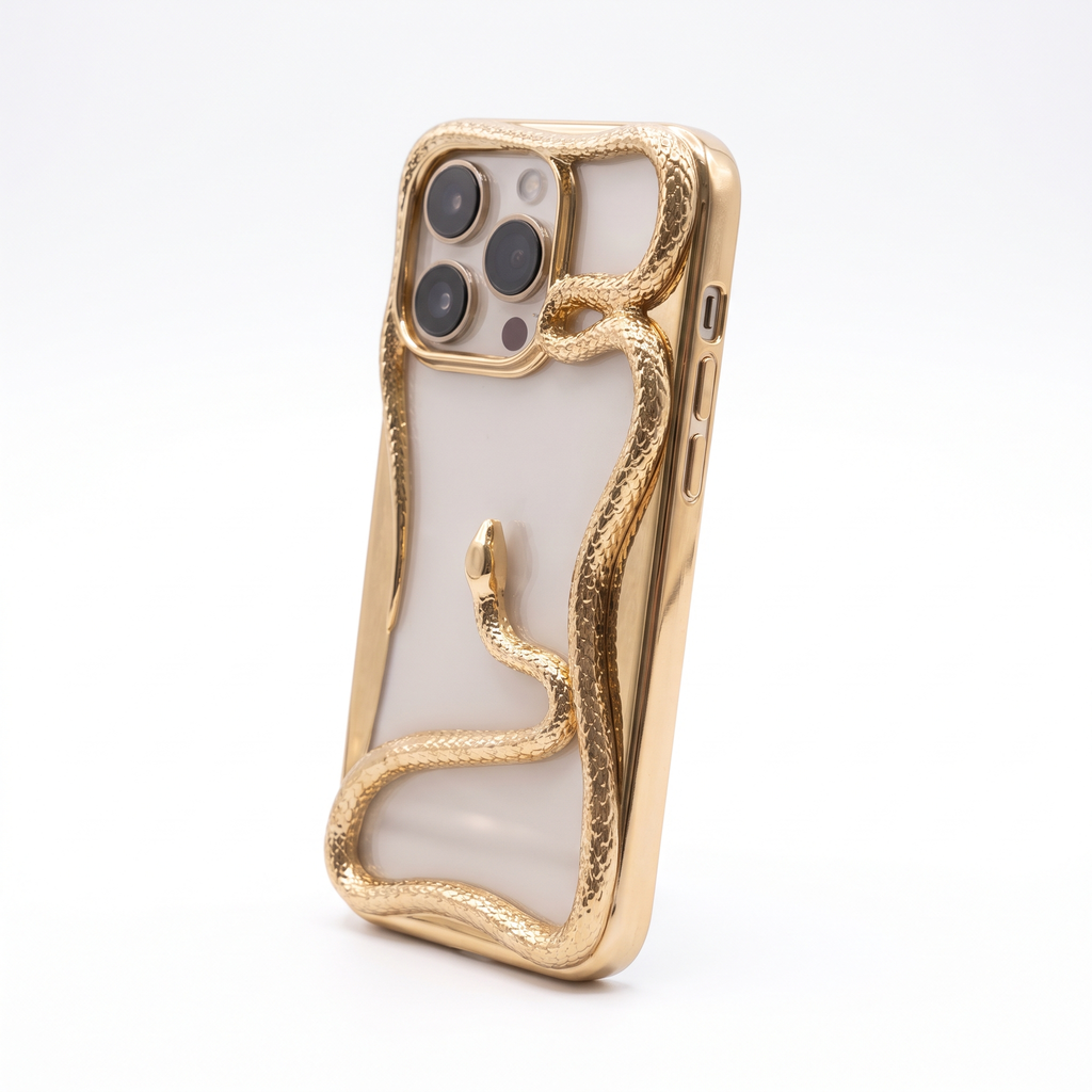 iPhone-skal i TPU med Ormmönster - Guld