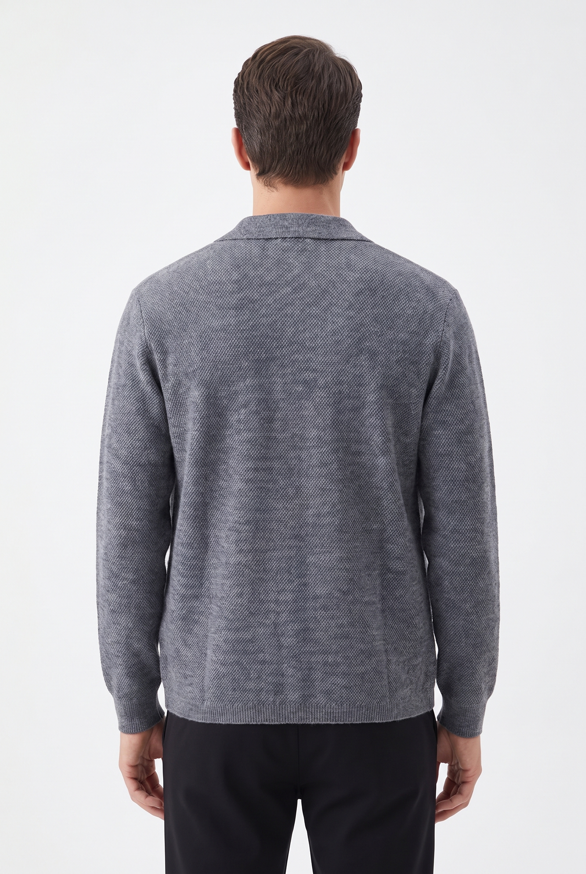 Stickad Overshirt i Ull - Grå