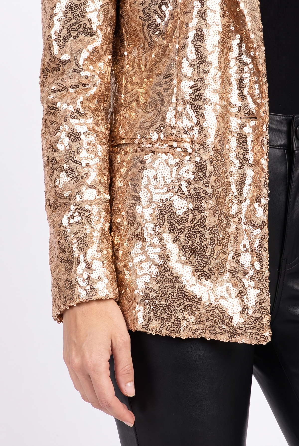 Paljettblazer med Öppen Framkant - Roséguld