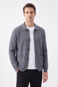 Stickad Overshirt i Ull - Grå