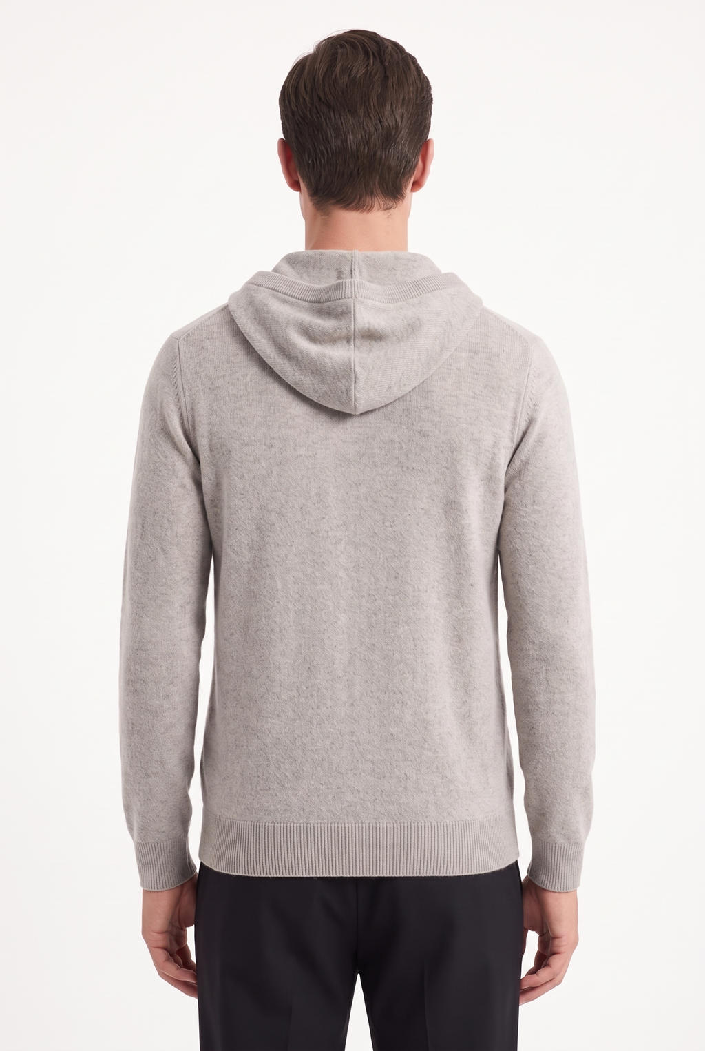 Stickad Hoodie i Ull - Kaki