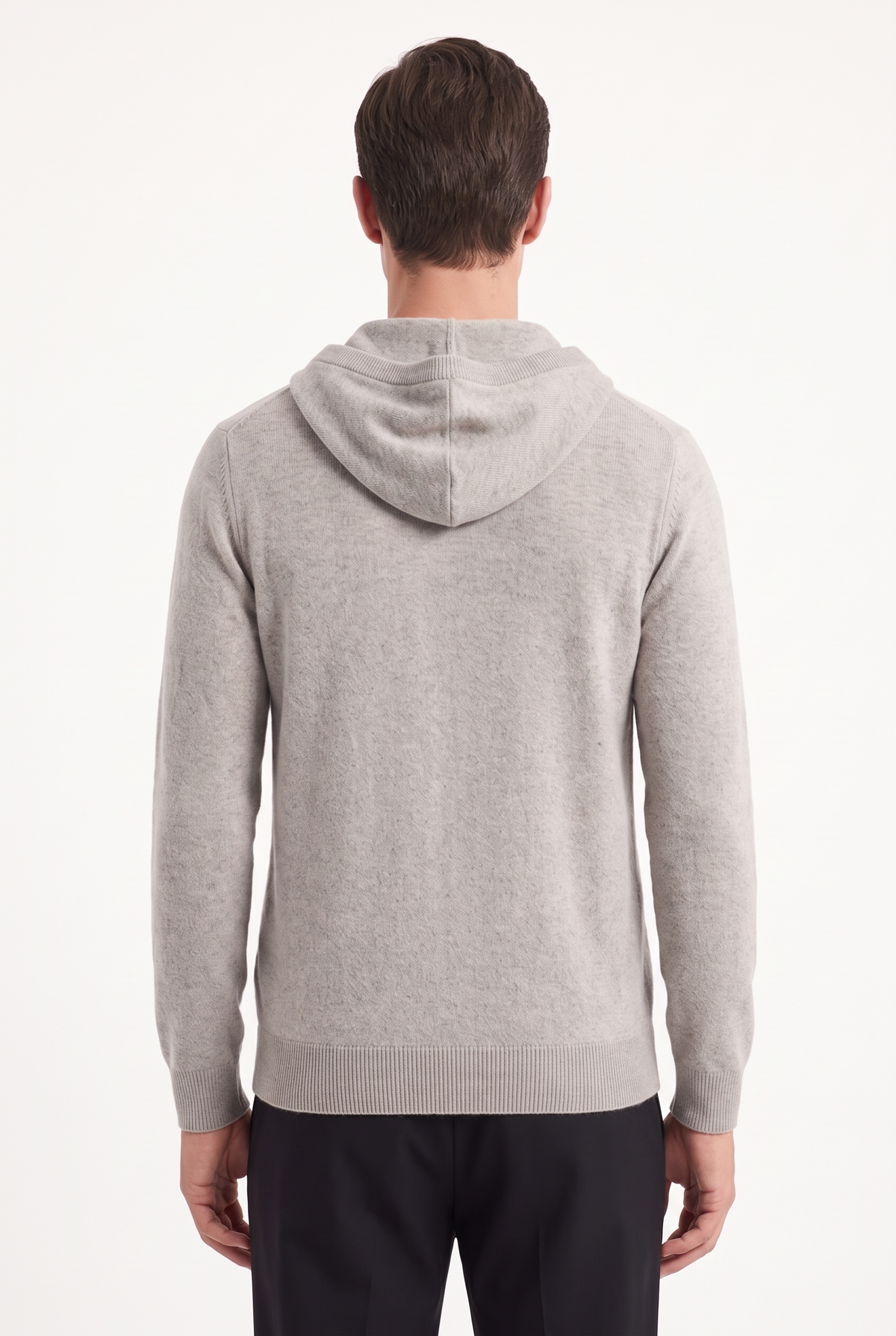 Stickad Hoodie i Ull - Kaki