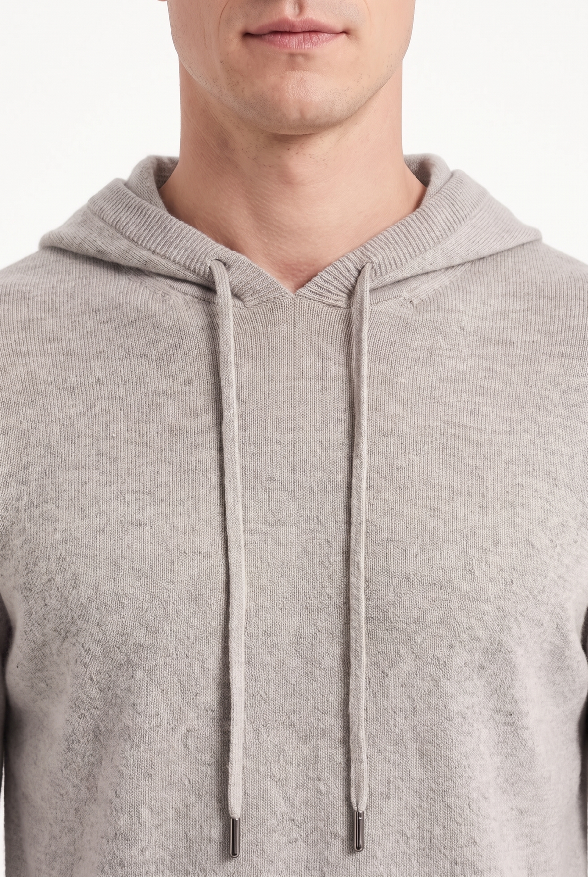 Stickad Hoodie i Ull - Kaki