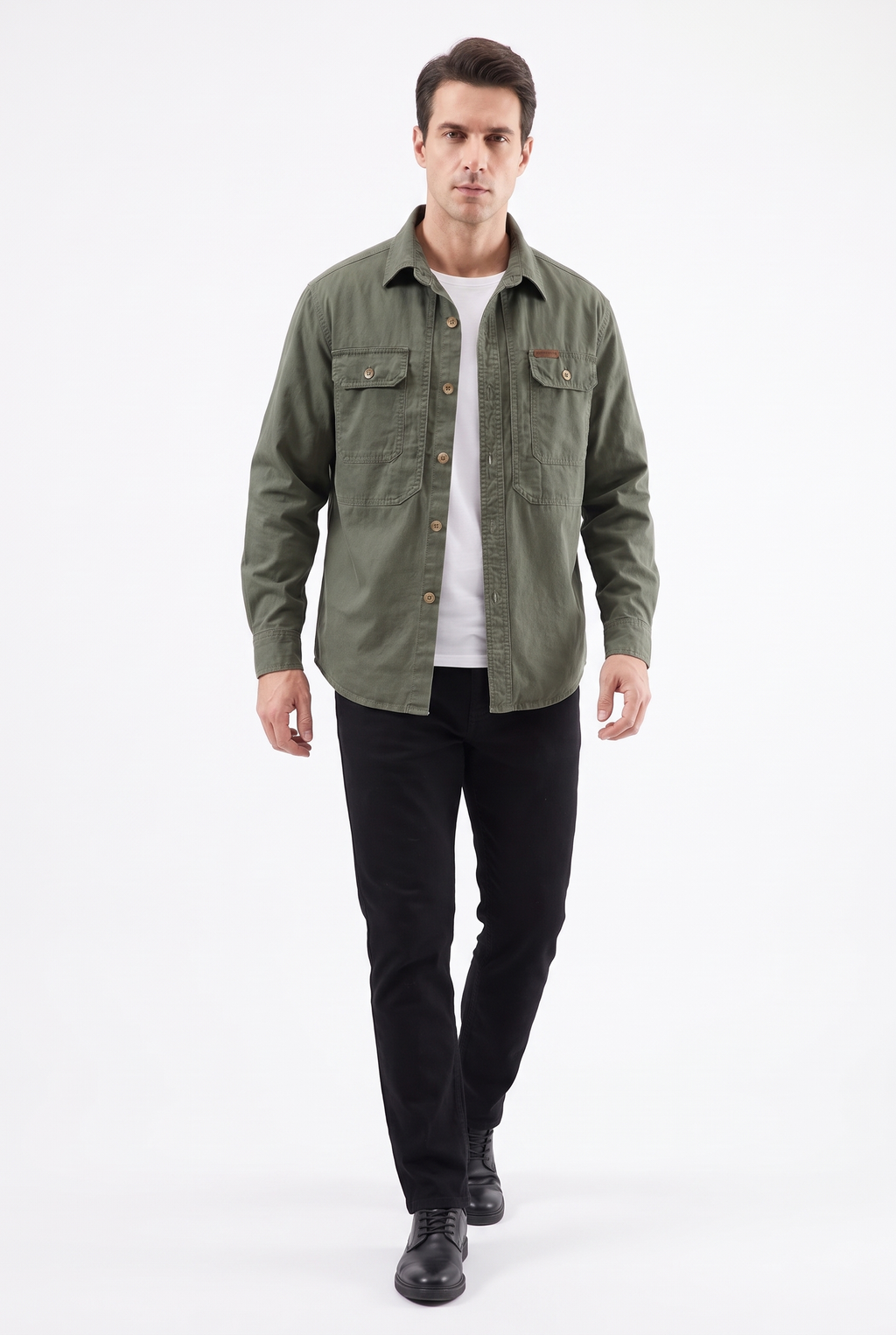 Workwear-skjorta i 100 % Bomull - Grön