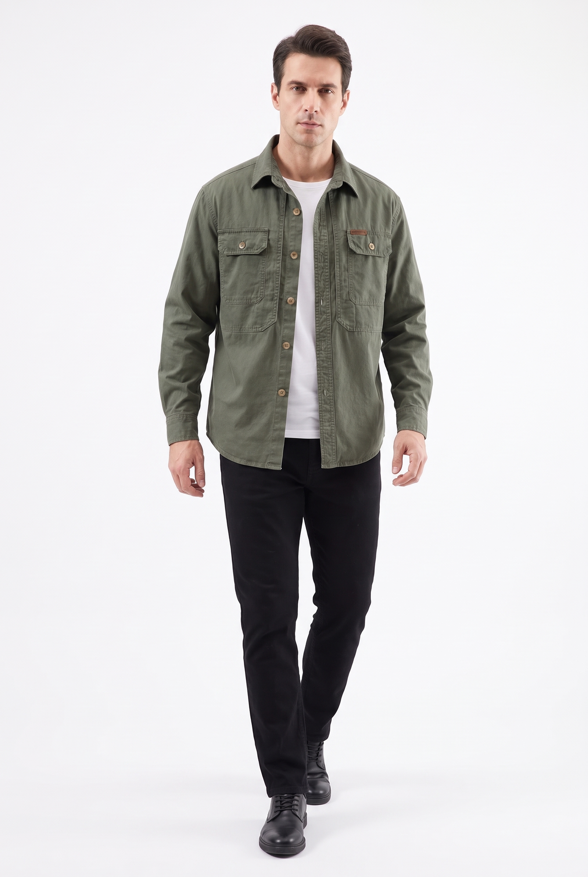 Workwear-skjorta i 100 % Bomull - Grön