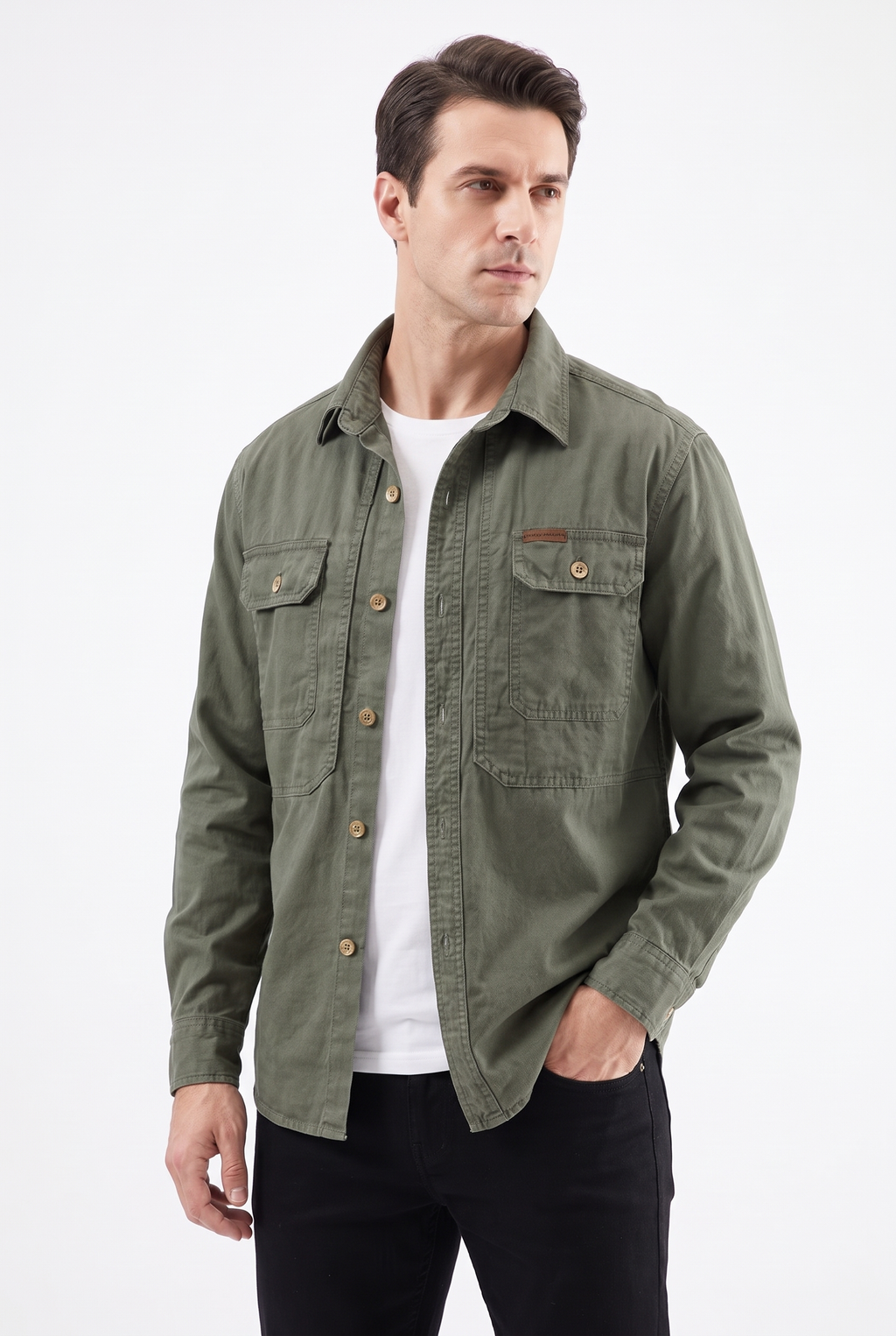 Workwear-skjorta i 100 % Bomull - Grön