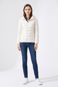 Lätt Dunjacka med Luva - Beige white