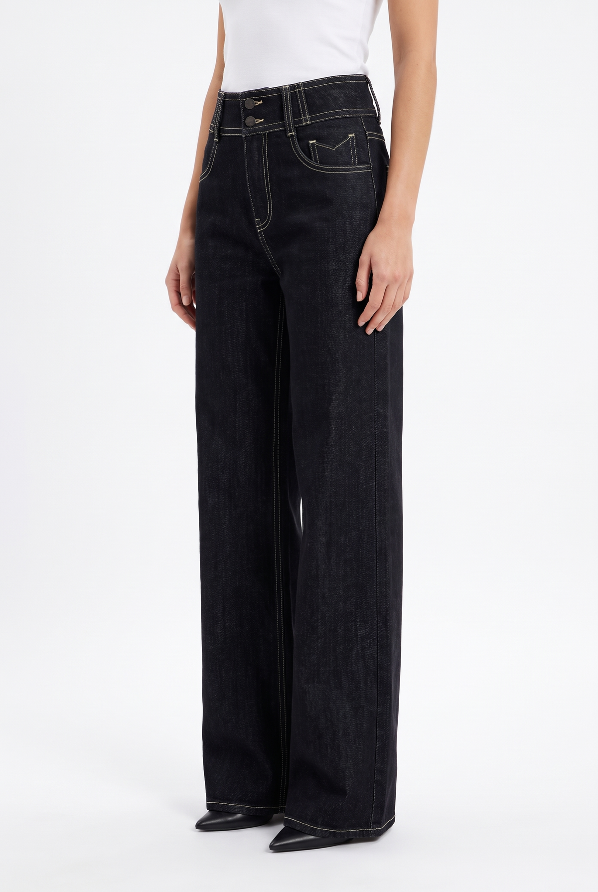 Vida Retrojeans med Hög Midja - Mörkblå