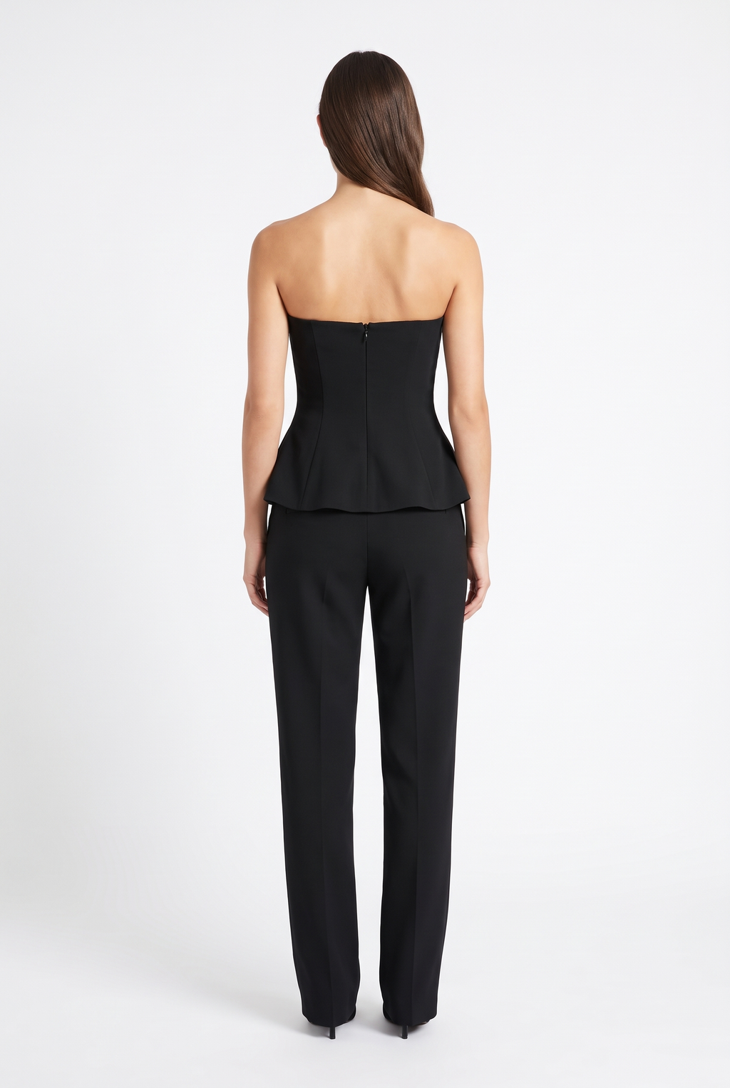 Axelbandslös Topp med Peplum - Svart - Bak